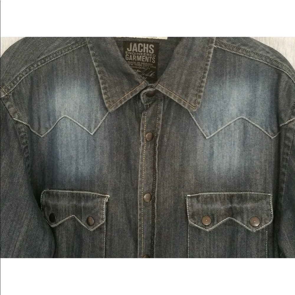 Jachs Mens Denim Shirt Button Down Size XL - Picture 2 of 6
